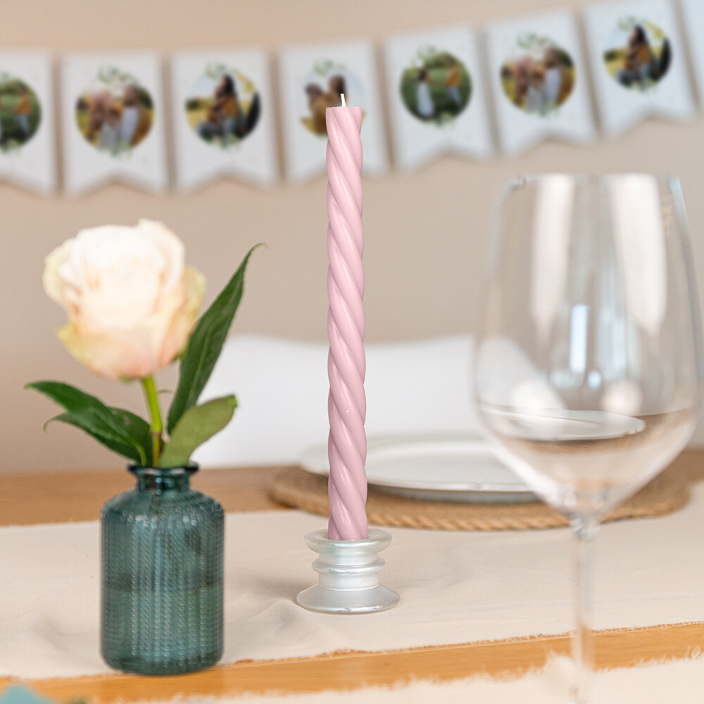 Stabkerzen gedreht puderrosa (26 cm) als 2er Set kaufen
