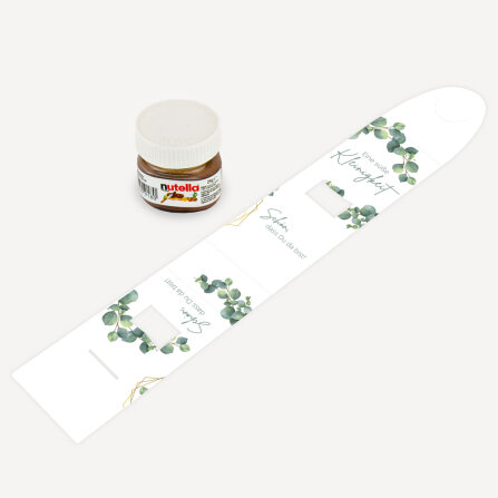 Gastgeschenk Geschenktäschchen mit Nutella "Eukalyptus Geometrie" Eine süße Kleinigkeit