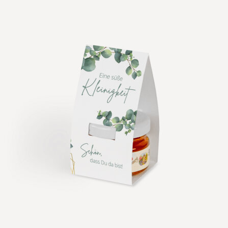 Geschenktäschchen mit Blütenhonig "Eukalyptus Geometrie" Eine süße Kleinigkeit