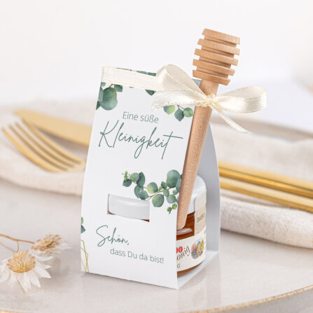Geschenktäschchen mit Blütenhonig "Eukalyptus Geometrie" Eine süße Kleinigkeit