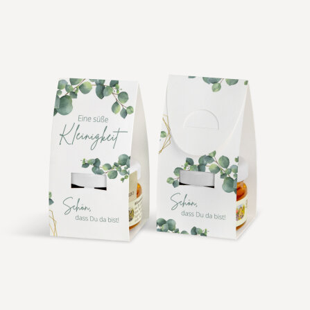 Geschenktäschchen mit Blütenhonig "Eukalyptus Geometrie" Eine süße Kleinigkeit