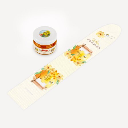 Geschenktäschchen mit Blütenhonig "Honigliebe" Schön, dass Du da bist!