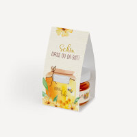 Geschenktäschchen mit Blütenhonig "Honigliebe" Schön, dass Du da bist!