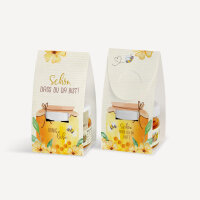 Geschenktäschchen mit Blütenhonig "Honigliebe" Schön, dass Du da bist!