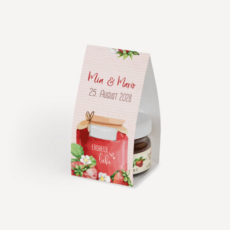 Geschenktäschchen mit Erdbeer Konfitüre...