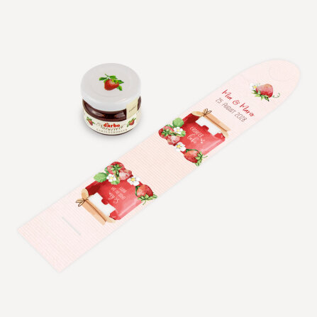 Geschenktäschchen mit Erdbeer Konfitüre "Erdbeerliebe" online selbst gestalten