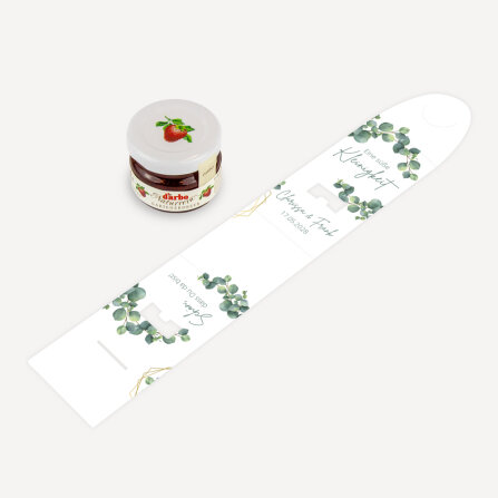 Geschenktäschchen mit Erdbeer Konfitüre "Eukalyptus Geometrie" online selbst gestalten