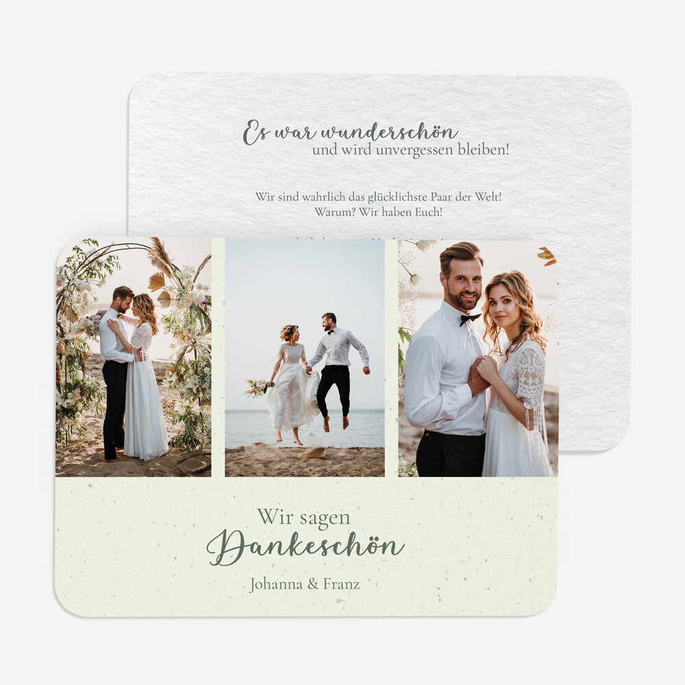 Dankeskarte Hochzeit runde Ecken "Salbei natur"