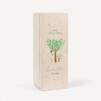 Kerzenbox Holz "Baum Herzen" grün