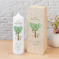 Kerzenbox Holz "Baum Herzen" grün