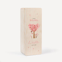 Kerzenbox Holz "Baum Herzen" rosa