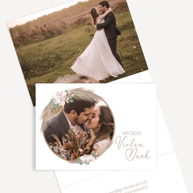 Dankeskarte Hochzeit "Boho Pampas"