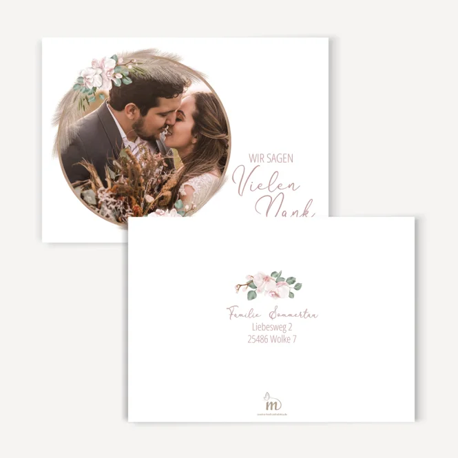 Dankeskarte Hochzeit "Boho Pampas"