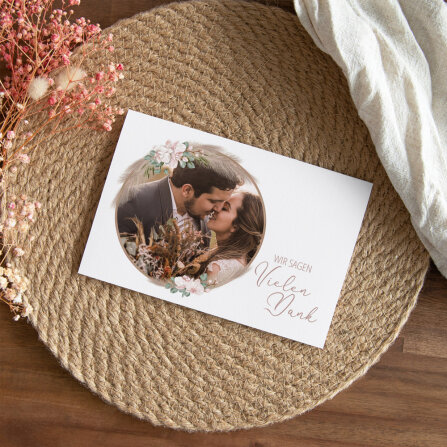 Dankeskarte Hochzeit "Boho Pampas"