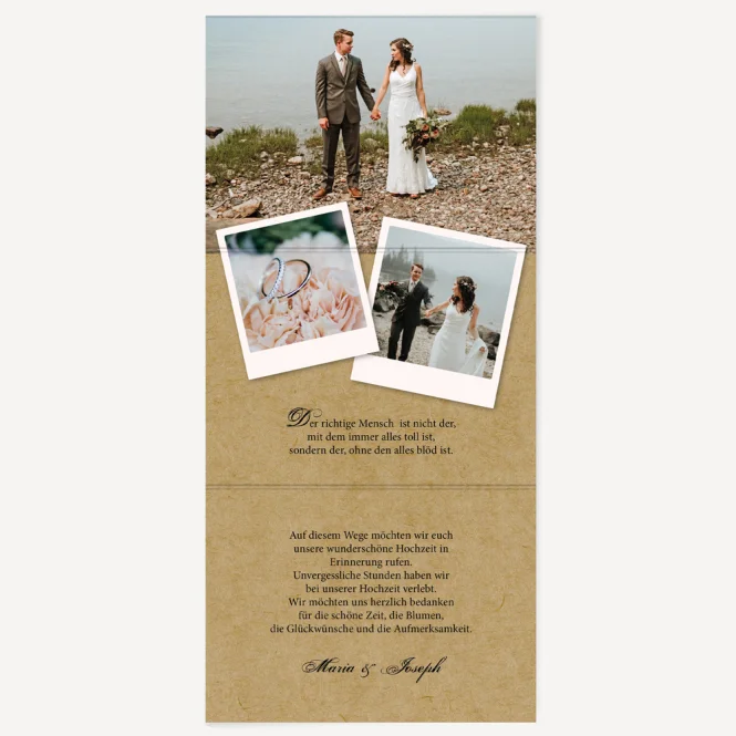 Danksagungskarte Hochzeit Kraftkarton mit Herz