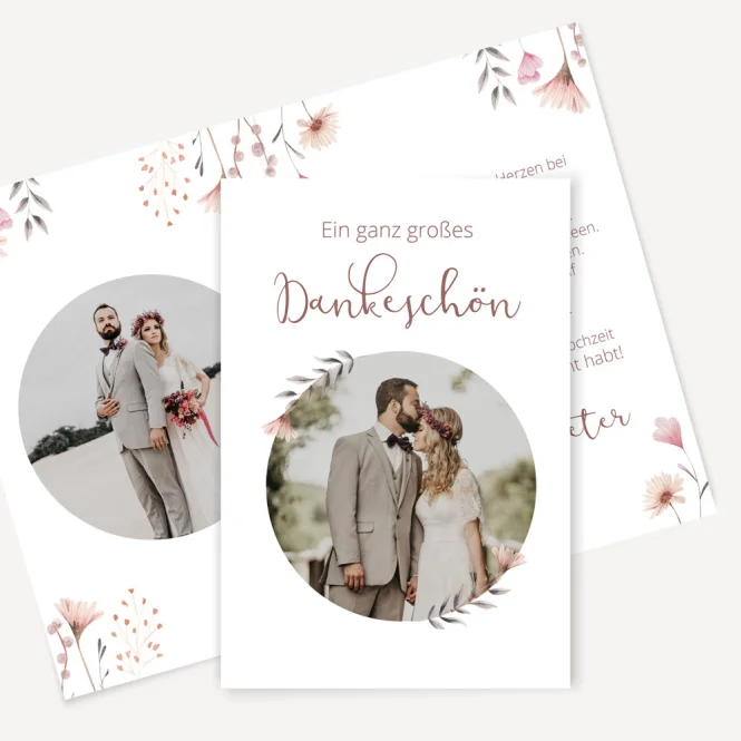 Dankeskarte Hochzeit Klappkarte "Wild Flowers"