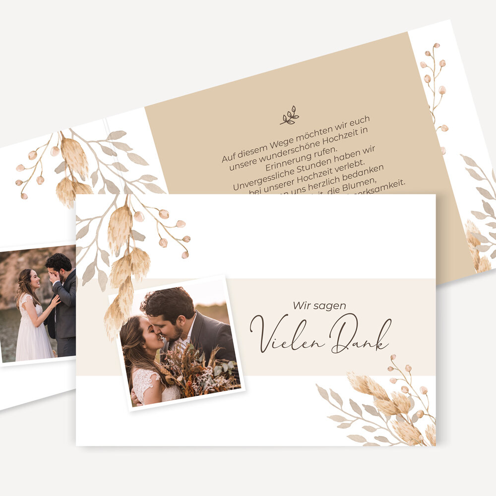 Dankeskarte Hochzeit Trockengras