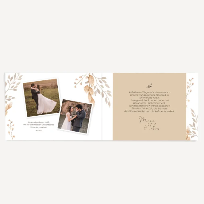 Dankeskarte Hochzeit Trockengras