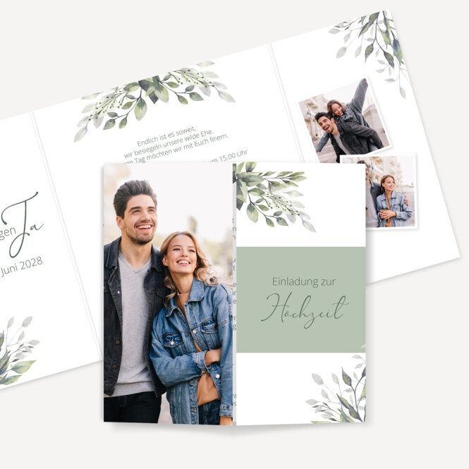 Hochzeitseinladungen Im Altarfalz-Design – 60 Stück, Lila, Mit Foto & Individuellem Text
