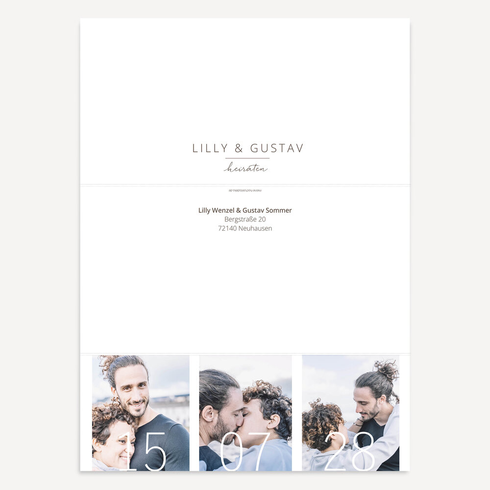 Personalisierte Hochzeitseinladungen Als Siegelbrief – Wickelfalz, Ab 10 Stück, Mit Aufklebern