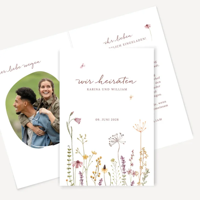 Hochzeitseinladung "Wildromantische Blüten"