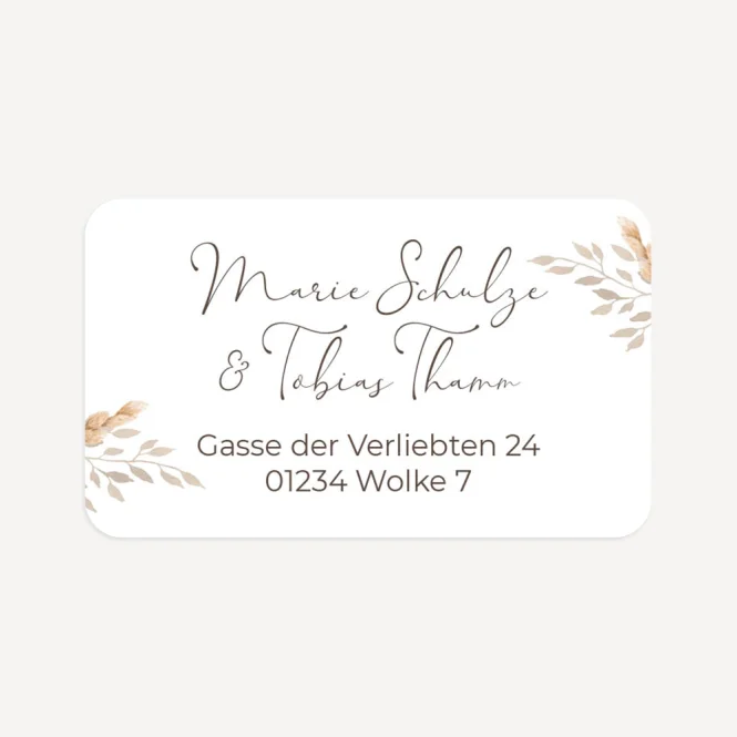21 x Absenderaufkleber Hochzeit "Trockengras"
