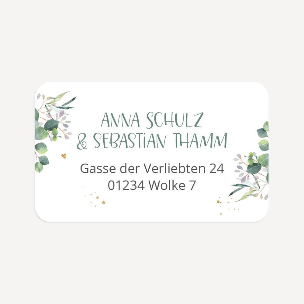 21 x Absenderaufkleber Hochzeit "Aquarell Eukalyptus Zweige"