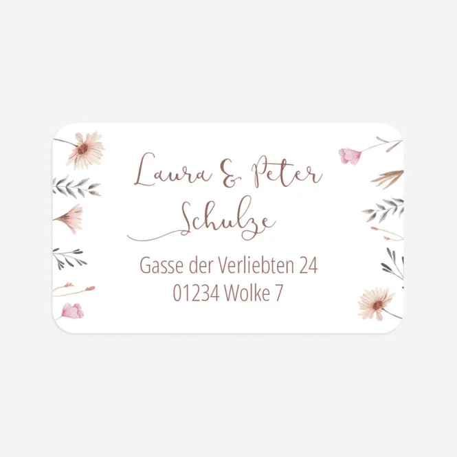 21 x Absenderaufkleber Hochzeit "Wild Flowers"
