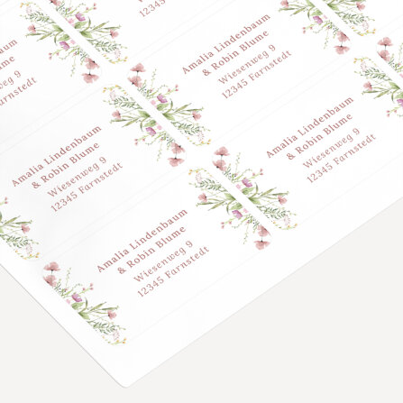 21 x Absenderaufkleber Hochzeit "Blooming Romance"