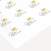 40 x Aufkleber Hochzeit rund "Lemon" 3 cm Schön, dass Du da bist!