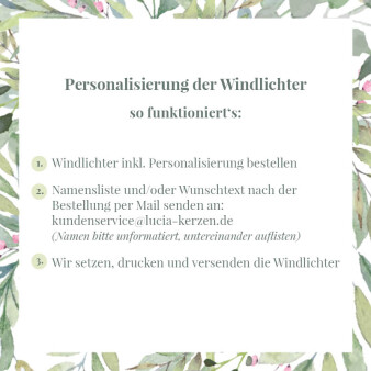 Tischkarte Windlicht Hochzeit Schneegestöber inkl. Glas & Personalisierung