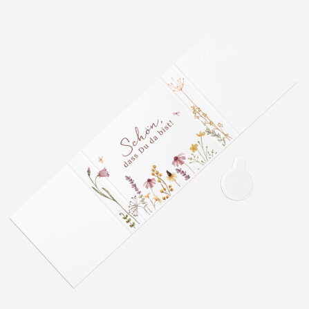 Banderole Mini Schokolade "Wildromantische Blüten" Schön, dass Du da bist!