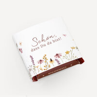 Banderole Mini Schokolade "Wildromantische Blüten" Schön, dass Du da bist!