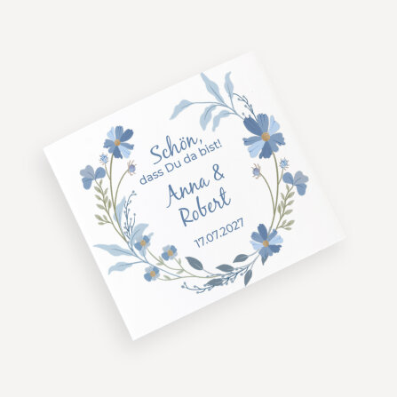Banderole Mini Schokolade "Blütenkranz blau"