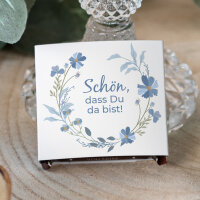 Banderole Mini Schokolade "Blütenkranz blau"