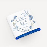 Banderole Mini Schokolade "Blütenkranz blau"