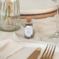 Gastgeschenk Mini Glasröhrchen mit Aufkleber "Blütenkranz blau"