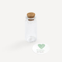 Gastgeschenk Mini Glasröhrchen mit Aufkleber "Herz"