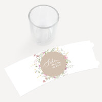 Tischkarte Windlicht "Blooming Romance" inkl. Glas Schön, dass Du da bist!
