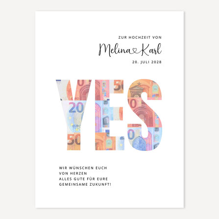 Geldgeschenk Hochzeit Yes PDF-Datei als Download