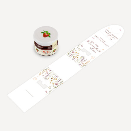 Geschenktäschchen mit Erdbeer Konfitüre "Wildromantische Blüten" Eine süße Kleinigkeit