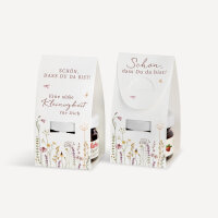 Geschenktäschchen mit Erdbeer Konfitüre "Wildromantische Blüten" Eine süße Kleinigkeit