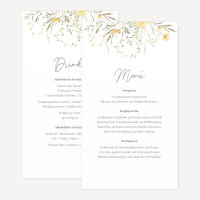 Menükarte Hochzeit "Blütentraum gelb"