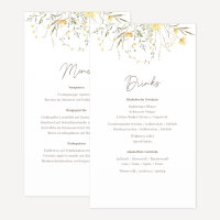 Menükarte Hochzeit "Blütentraum gelb"