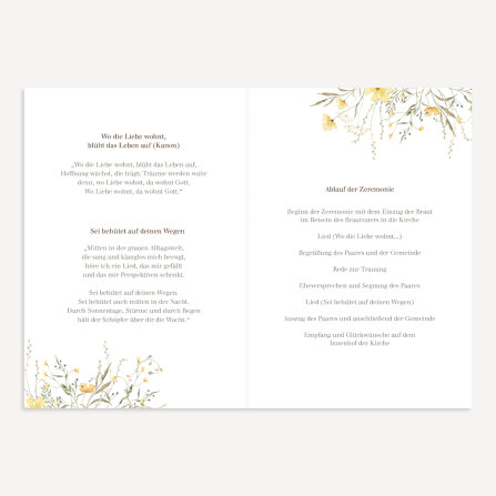 Kirchenheft Hochzeit "Blütentraum gelb"