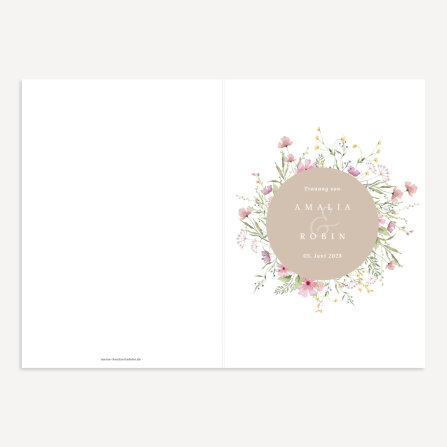 Kirchenheft Hochzeit "Blooming Romance" 8-seitig (mit Einlegeblatt)