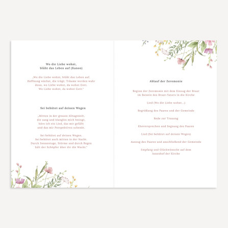 Kirchenheft Hochzeit "Blooming Romance" 8-seitig (mit Einlegeblatt)