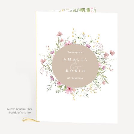 Kirchenheft Hochzeit "Blooming Romance" 8-seitig (mit Einlegeblatt)