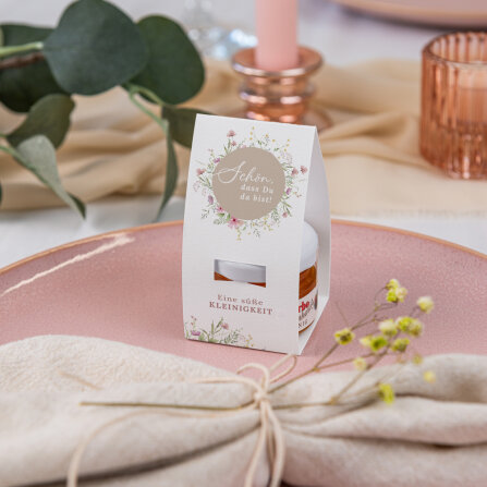 Geschenktäschchen mit Blütenhonig "Blooming Romance" Eine süße Kleinigkeit