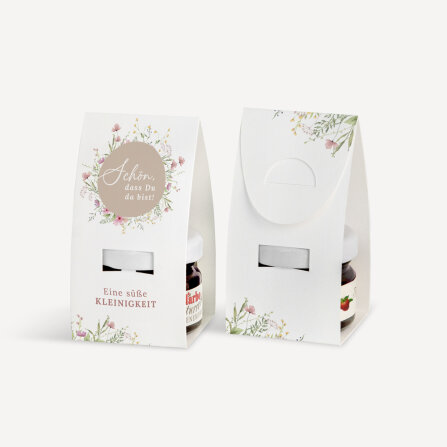 Geschenktäschchen mit Erdbeer Konfitüre "Blooming Romance" Eine süße Kleinigkeit